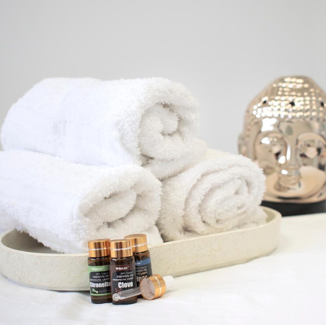 white towels with aroma scent